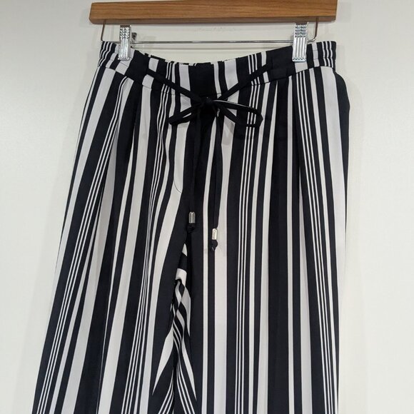Zara Vertical Striped Elastic Waist Pants Black White Size Small - Picture 2 of 5